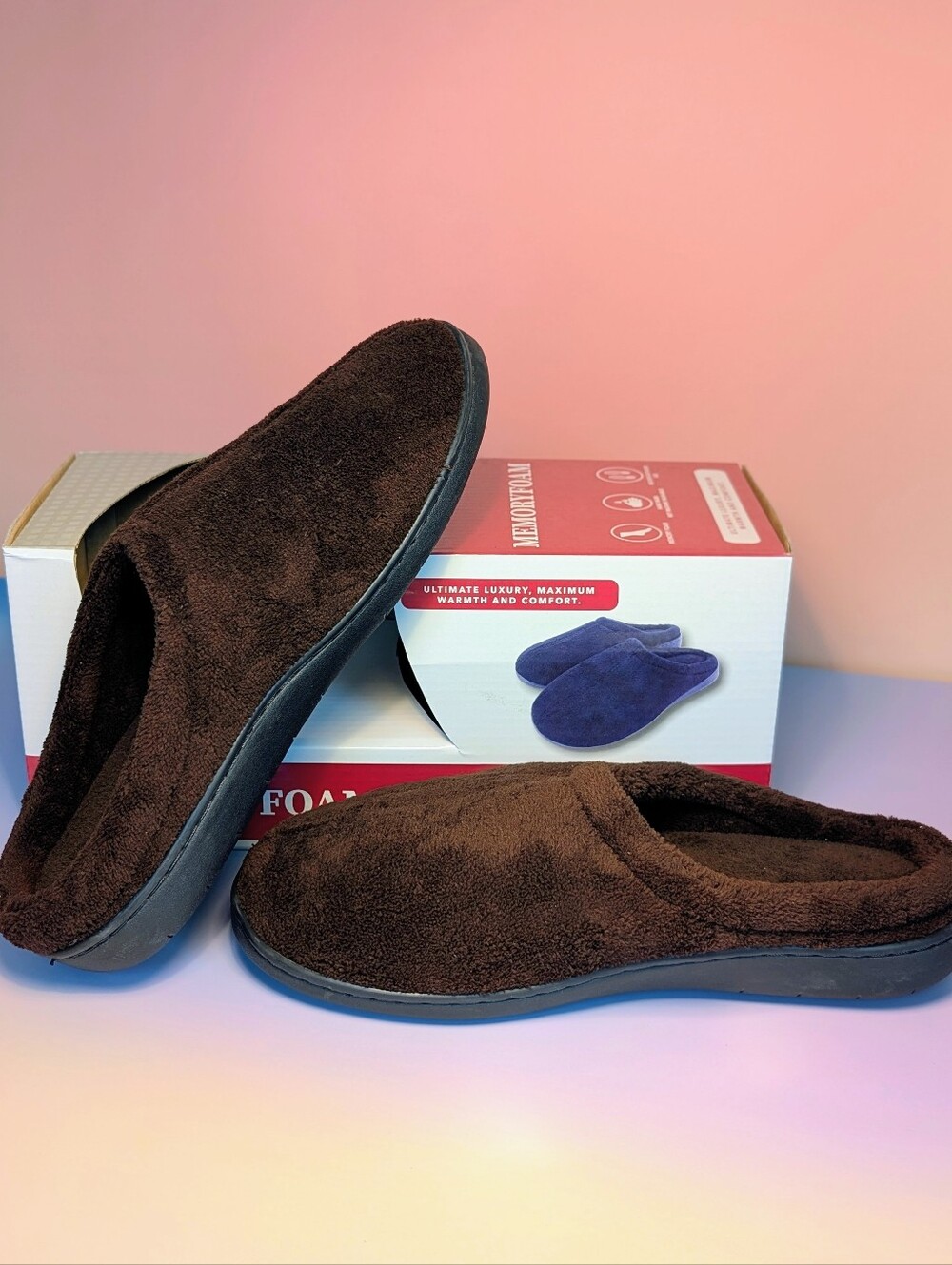 Men's Memory Foam Slip-On Slippers - Brown